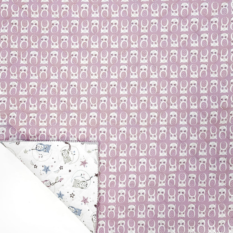 Algodón acolchado estampado LUNAZEL / CHOUNI Blanco / Rosa viejo